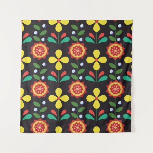 Retro vintage flower vertical lines seamle wandkleed (Voorkant)