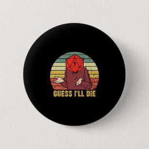 Retro Vintage Gamen Funny Raad Ik Ga Dobbelsteen R Ronde Button 5,7 Cm