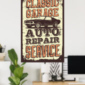 retro vintage garage poster (Thuiskantoor)