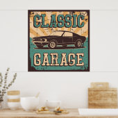 retro vintage garage poster (Keuken)