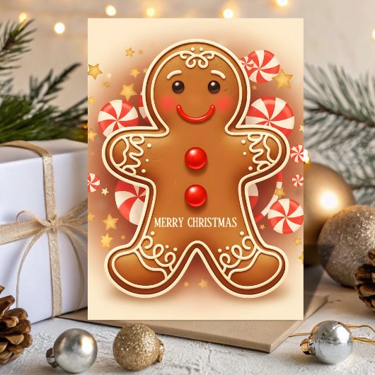 Retro Vintage Gingerbread Joy Christmas Feestdagen Kaart