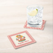 Retro Vintage Gingham Rode Kersen Kartonnen Onderzetters (Insitu)