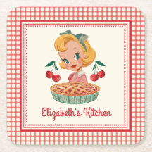 Retro Vintage Gingham Rode Kersen