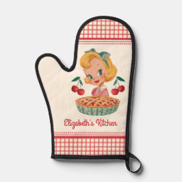 Retro Vintage Gingham Rode Kersen Taart Ovenwant