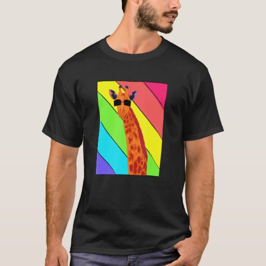Retro Vintage Giraffe Sunglasses Giraffe T-shirt (Voorkant)