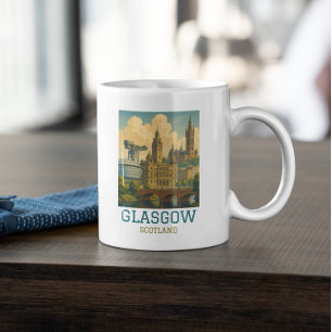Retro Vintage Glasgow Schotland Stadslandschap Rei Koffiemok
