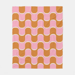 Retro vintage golfpatroon in goud en roze uit de j fleece deken