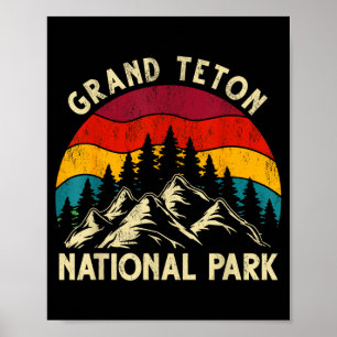 Retro vintage grafisch grand teton nationaal park poster