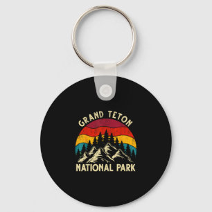 Retro vintage grafisch grand teton nationaal park sleutelhanger
