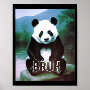 Retro Vintage Grappige Bruh Panda Slang Meme Dier Poster