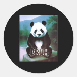 Retro Vintage Grappige Bruh Panda Slang Meme Dier  Ronde Sticker