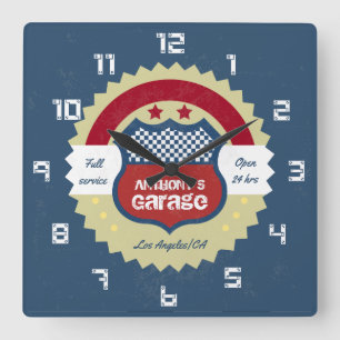 Retro Vintage Grunge Garage Vierkante Klok