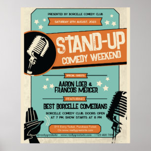 Retro Vintage Grunge Stand-up Comedyshow Poster