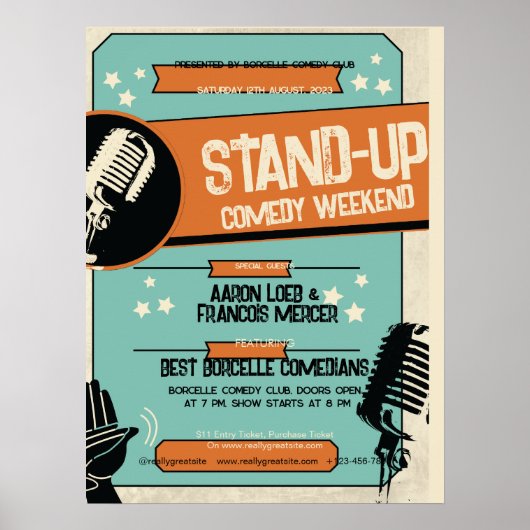 Retro Vintage Grunge Stand-up Comedyshow Poster (Voorkant)