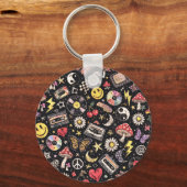 Retro Vintage Grunge Sunshine Bliss Sleutelhanger (Achterkant)