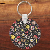 Retro Vintage Grunge Sunshine Bliss Sleutelhanger (Voorkant)