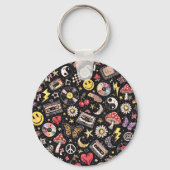 Retro Vintage Grunge Sunshine Bliss Sleutelhanger (Achterkant)