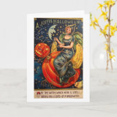 Retro Vintage Halloween Blij Halloween Kaart (Gele Bloem)