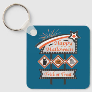 Retro Vintage Halloween Bord – Snoep of een Leven Sleutelhanger