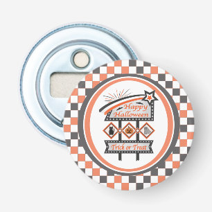 Retro Vintage Halloween Bord –Trick or Treat Plaid Button Flesopener