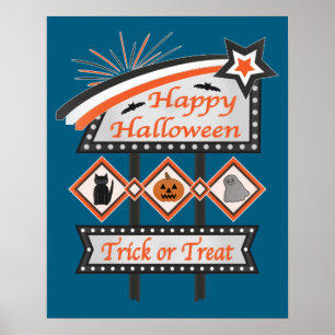 Retro Vintage Halloween Bord – Trick or Treat Poster