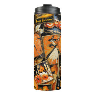 Retro Vintage Halloween Fun Collage Thermosbeker