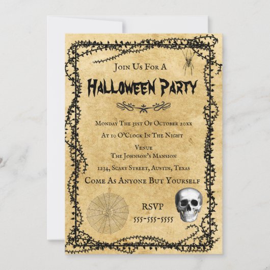 Retro Vintage Halloween Party Invitation Card Kaart (Voorkant)