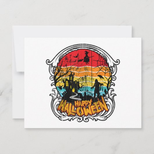 Retro Vintage Halloween - Vintage Halloween Feestdagenkaart (Voorkant)