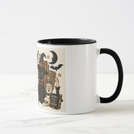 Retro Vintage Halloween Zwarte Kat Heksenhoed Grie Mok