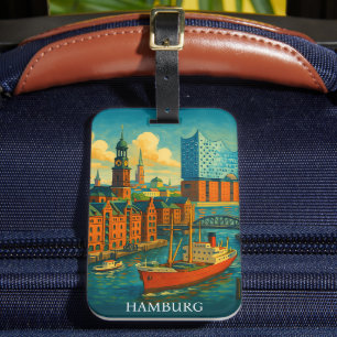 Retro Vintage Hamburg Duitsland Elbphilharmonie Bagagelabel