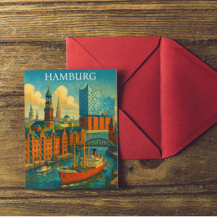 Retro Vintage Hamburg Duitsland Elbphilharmonie Briefkaart