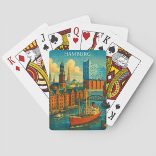 Retro Vintage Hamburg Duitsland Elbphilharmonie  Pokerkaarten