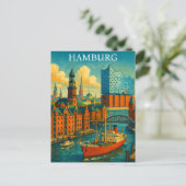 Retro Vintage Hamburg Germany Elbphilharmonie Briefkaart (Staand voorkant)