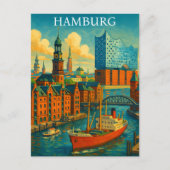 Retro Vintage Hamburg Germany Elbphilharmonie Briefkaart (Voorkant)