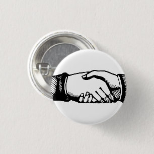 Retro Vintage Handen Handshake Congratulatie Speld Ronde Button 3,2 Cm