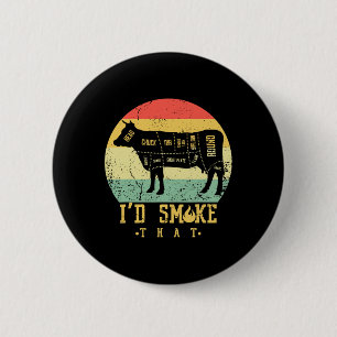 Retro Vintage I'd Smoke That -grillen Byrbecue Roo Ronde Button 5,7 Cm