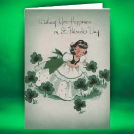 Retro Vintage Ierse Meisje Aangepaste St. Patrick' Feestdagen Kaart
