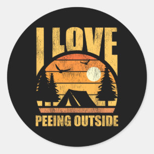 Retro Vintage Ik Hou van Plassen Buiten Grappig Wa Ronde Sticker