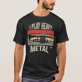 Retro Vintage Ik Speel Heavy Metal Trompettist T-shirt