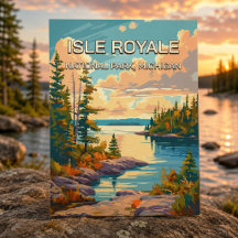 Retro Vintage Isle Royale National Park Michigan