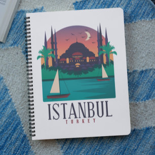 Retro Vintage Istanbul Turkije Skyline Hagia Sophi Notitieboek