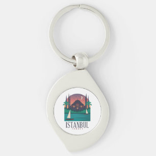 Retro Vintage Istanbul Turkije Skyline Hagia Sophi Sleutelhanger