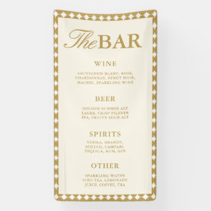 Retro Vintage Ivoor Bruiloftsbar Menu Ontvangst Spandoek