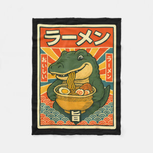 Retro Vintage Japanse Ramen Greg Meme Krokodil C Fleece Deken
