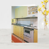 Retro Vintage jaren 1950 Keuken Blank Wenskaart Kaart (Gele Bloem)