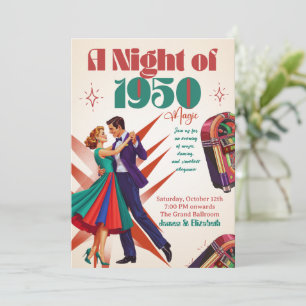 Retro Vintage jaren 50 Atomic Age Koppel Feest  Kaart