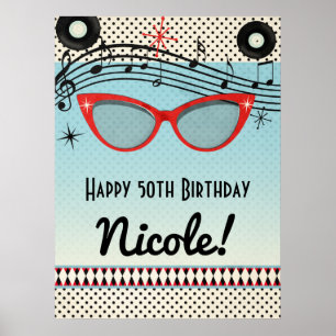 Retro Vintage Jaren 50 Feest Banner Poster