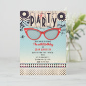 Retro Vintage jaren 50 feest uitnodigingen (Staand voorkant)