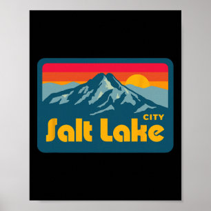 Retro Vintage jaren 70 80 Salt Lake City Utah Berg Poster
