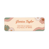 Retro Vintage Jaren 70 Bloem Retouradres Label (Voorkant)